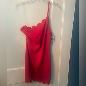 Elegant Red Scalloped Dress